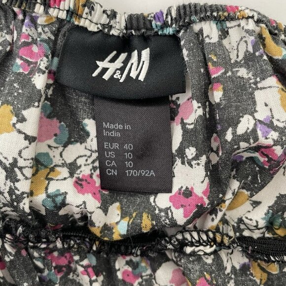 H&M Sundress Black Floral Adjustable Strap Cotton Cottage Boho Feminine Beach 10 - Picture 3 of 10